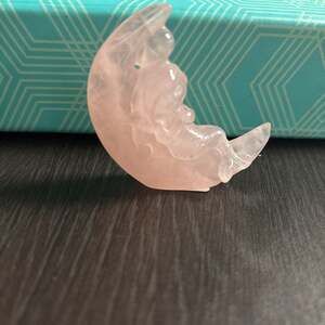 Rose Quartz Mermaid in the Moon Crystal Carving